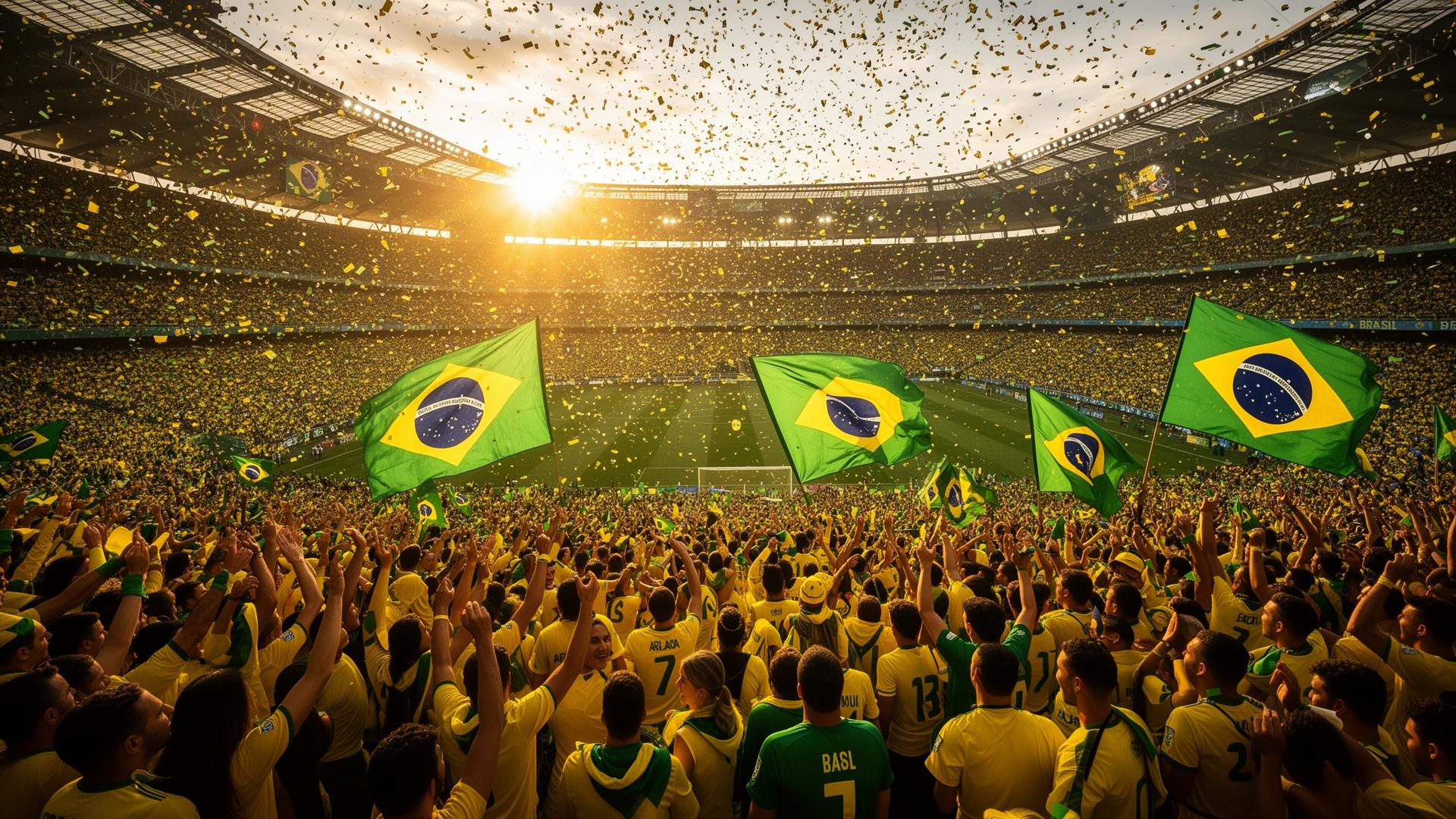 Torcida do Brasil no estádio comemorando